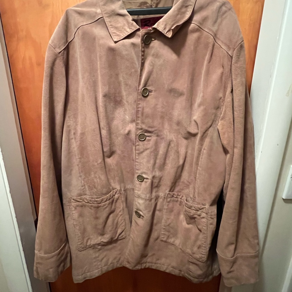Men's 100% Genuine Suede Jacket- Gorgeous Light Brown / Tan Color.